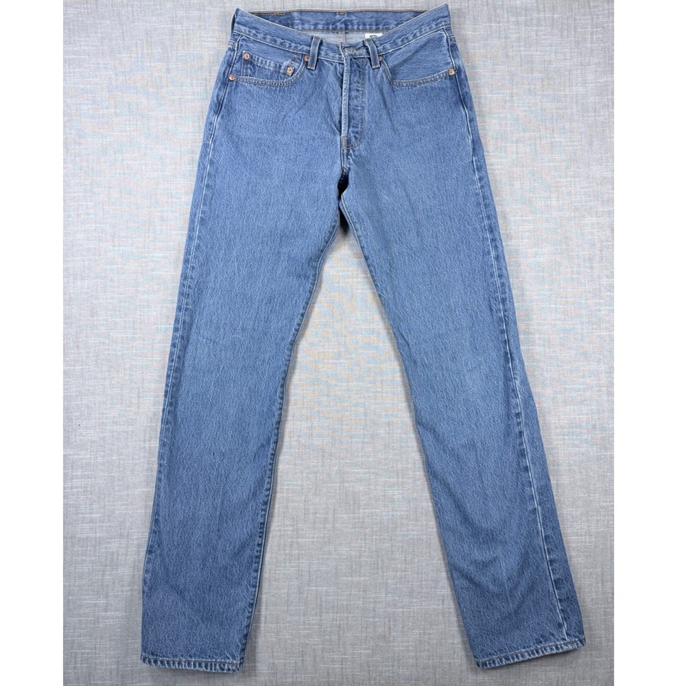 Levis 501 Original Fit Jeans Mens 32x38 Medium Wash Blue Button Fly Denim